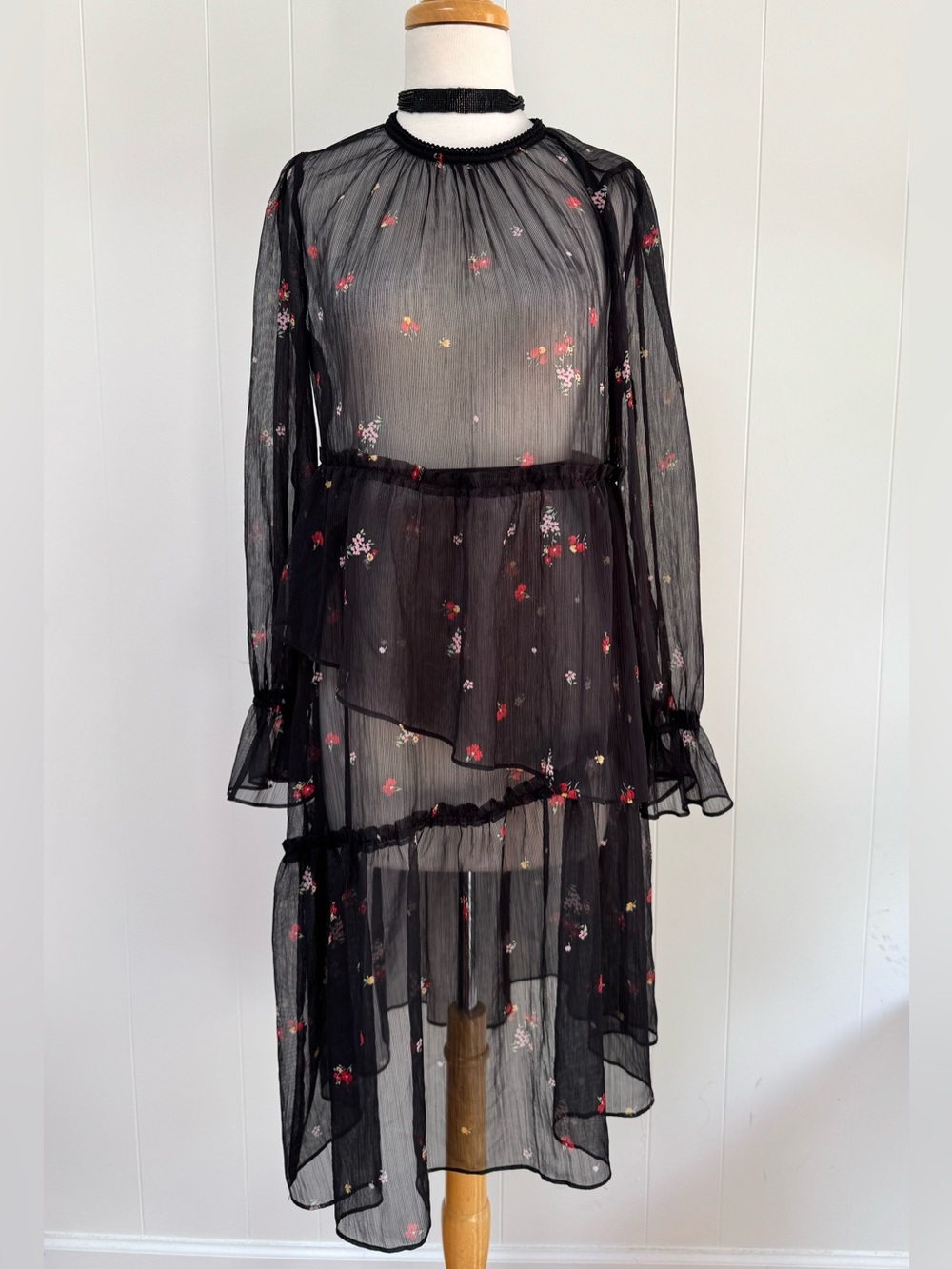 Who What Wear X Target Sheer Black Floral Chiffon *Overlay Only* Dress S
